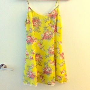 Yellow lace & floral Lucca Couture slip dress