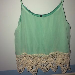 Lace green tank top