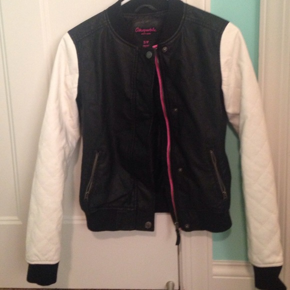 black and white faux leather jacket
