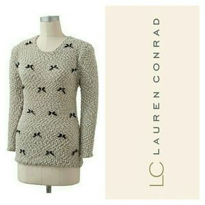 LC Lauren Conrad Pearl Bow Sweater