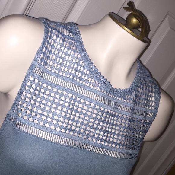 H&M Embroided trim/cut out chest tank