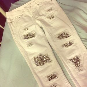 Michael Kors white jeweled jeans