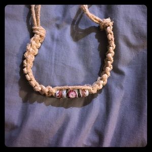 Hemp boho choker with handmade glass bead