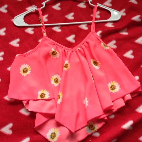 Bright pink V cut half shirt