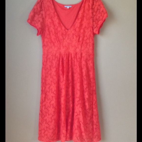 Anthropologie coral lace dress