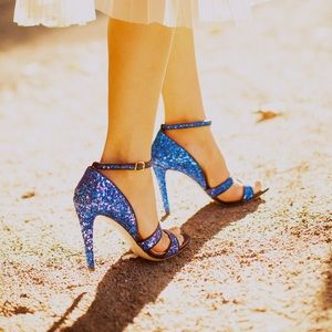 Gently used Miu Miu Blue Glitter Stiletto Sandals