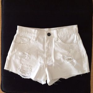 White Denim Shorts w/ Cut-Out details