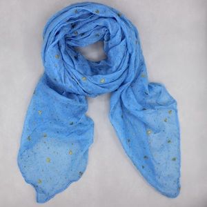 Scatter gold hear soft large scarf in sky blue