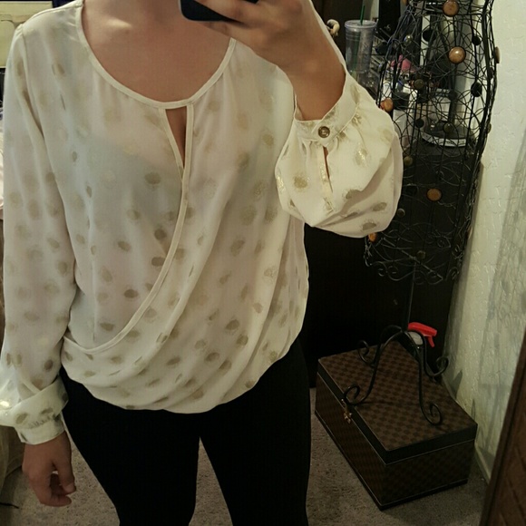 Gold polka-dot  shirt and black and gold shirt