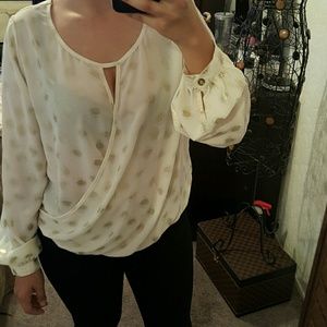 Gold polka-dot  shirt and black and gold shirt