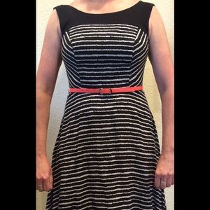 Sleeveless Dress with Skinny Orange Belt