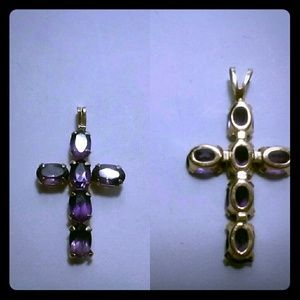 14k Gold Cross w/ Amethyst