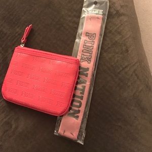 Pink mini clutch / makeup bag and headband