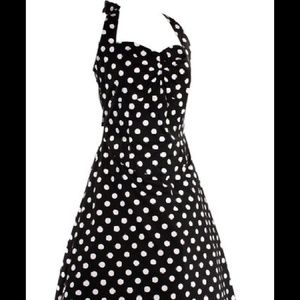 Black/White Polka Dot halter Pin-up style Dress