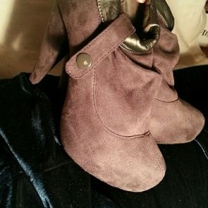 Grey suede booties