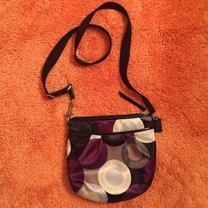 Authentic satin Coach adjustable strap handbag