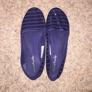 Dark Blue Sequin Flats