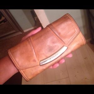 B.Makowsky Distressed leather clutch wallet.