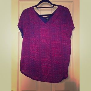 Tribal patterned silk front top