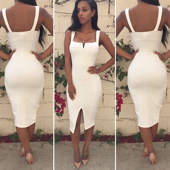 sexy white midi dress