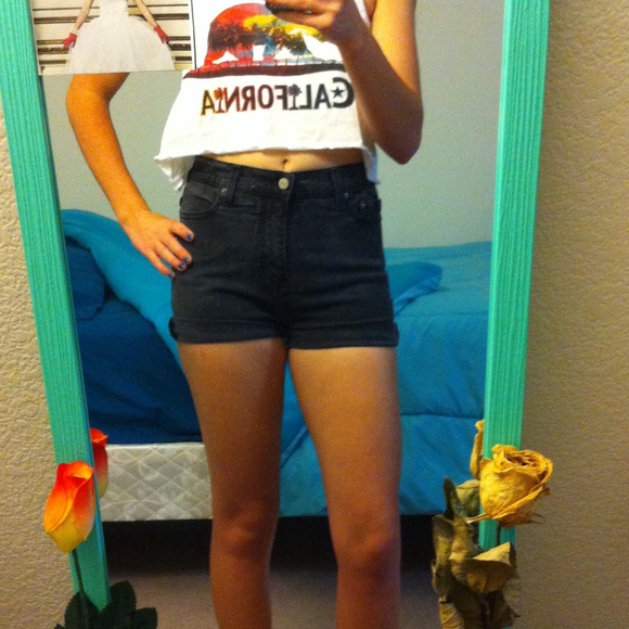 Black high waisted cut off shorts