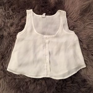 Chiffon white crop top