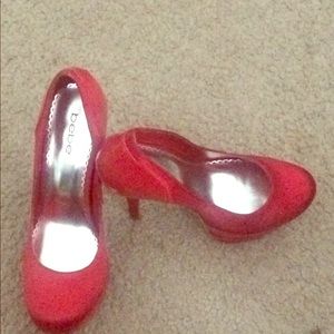 Red suede sexy pumps