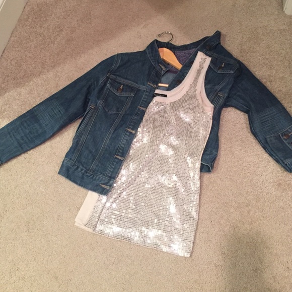 White House black market Sequined layering tank