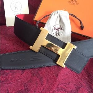 Authentic Mens Hermes belt Black/Red Reversible
