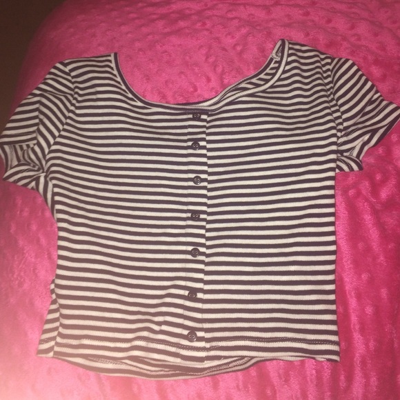 Black and white striped crop top