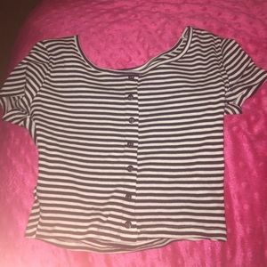 Black and white striped crop top