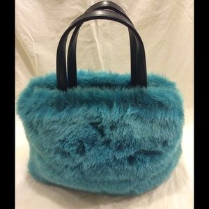 Fun Faux/Fake Fur Blue Purse