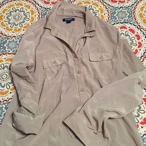 Tan long sleeve half button up