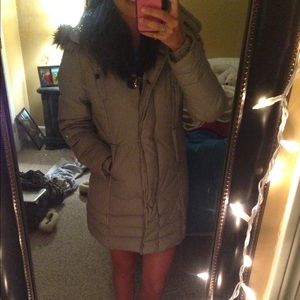 Black and white parka winter coat