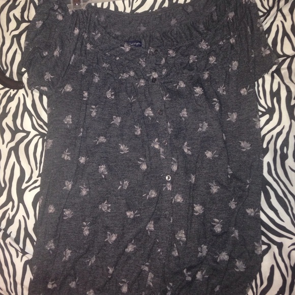 Flowered button up tee shirt
