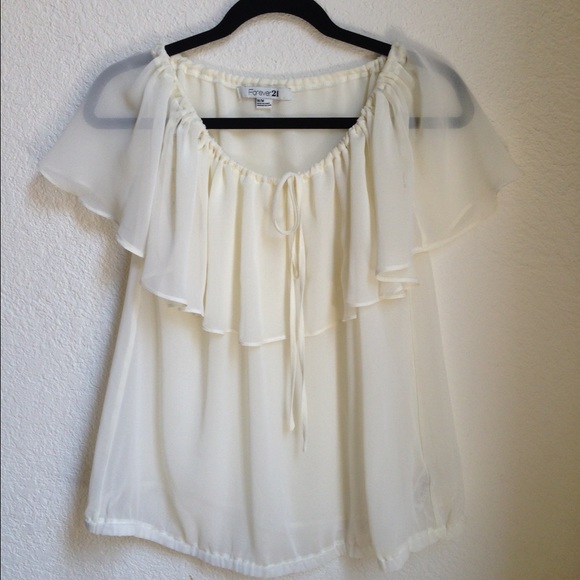 Forever 21 Tops - NWOT White Flowly Blouse