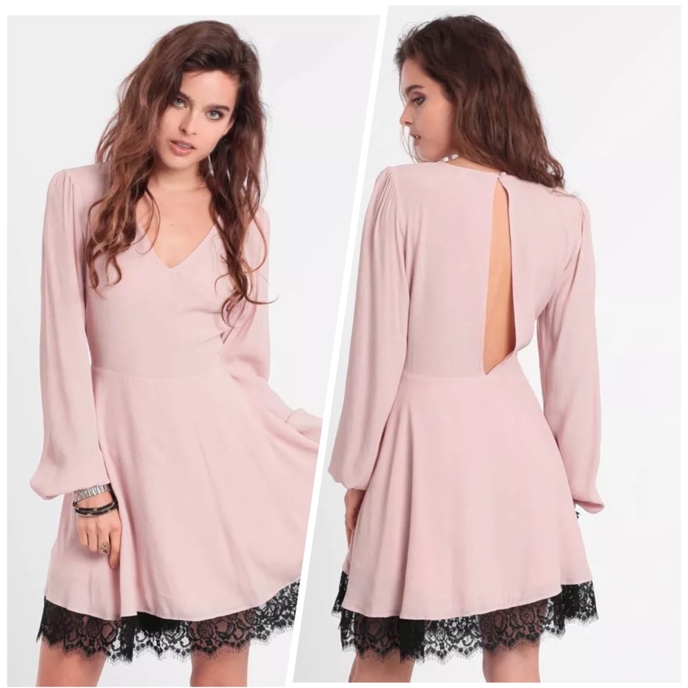 Lovers+friends Shimmy Light Pink Fit & Flare mini