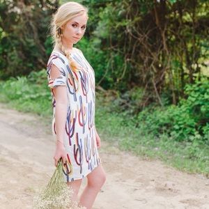 Primary Cactus Print Shift Dress