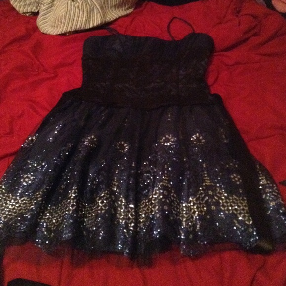 Beautiful navy blue and black lace sparkly dress
