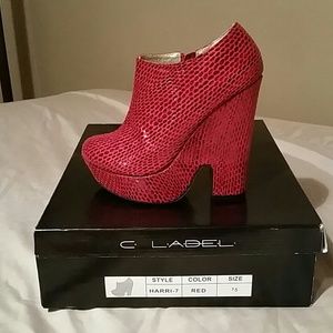 NIB Red Snake Skin Suade Booties