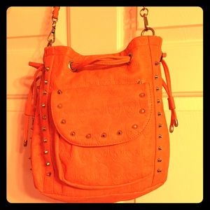 Bright Orange Studded Skeleton Bag