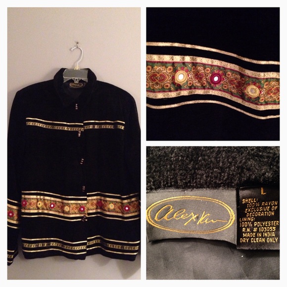 Gorgeous black & gold ribbon & mirror blazer