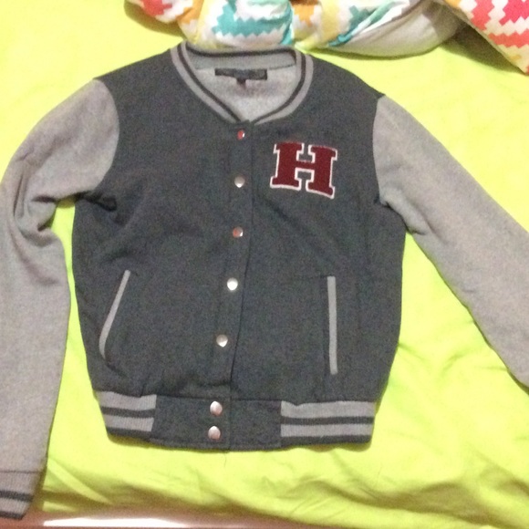 Grey varsity jacket