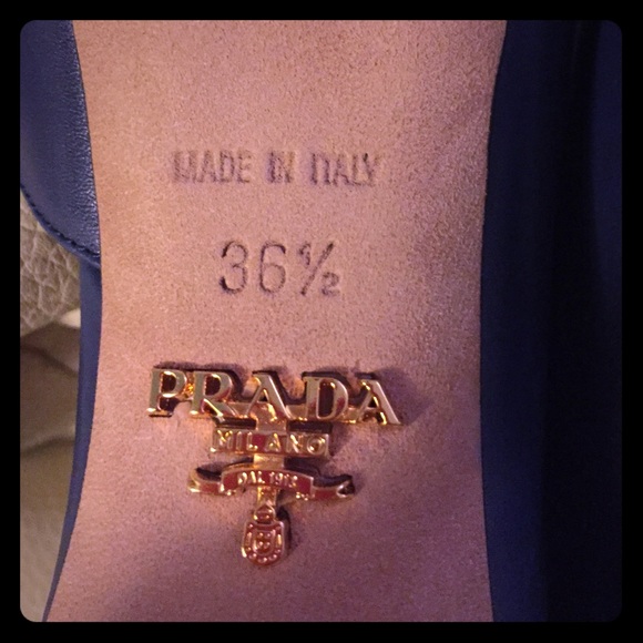 Prada Milano blue leather pumps