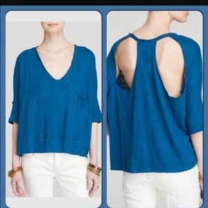 🍍Free People crescent moon cut out tee peacock s