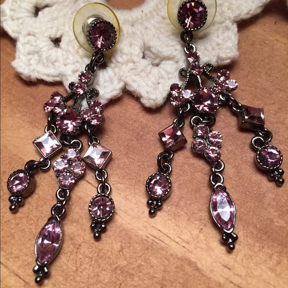 Fashion purple crystal chandelier earrings