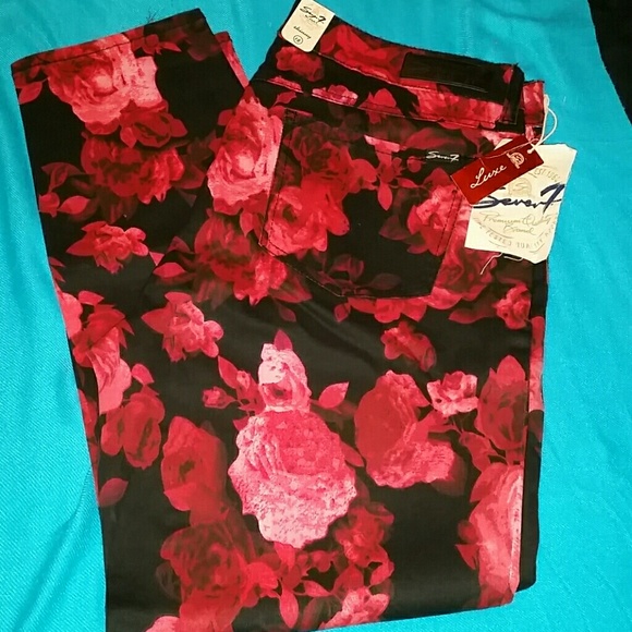 Seven Luxe floral skinny jeans.