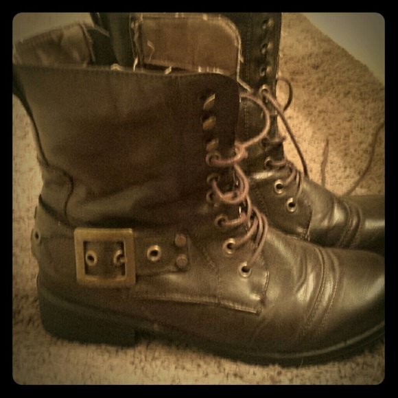 Brown lace up boots