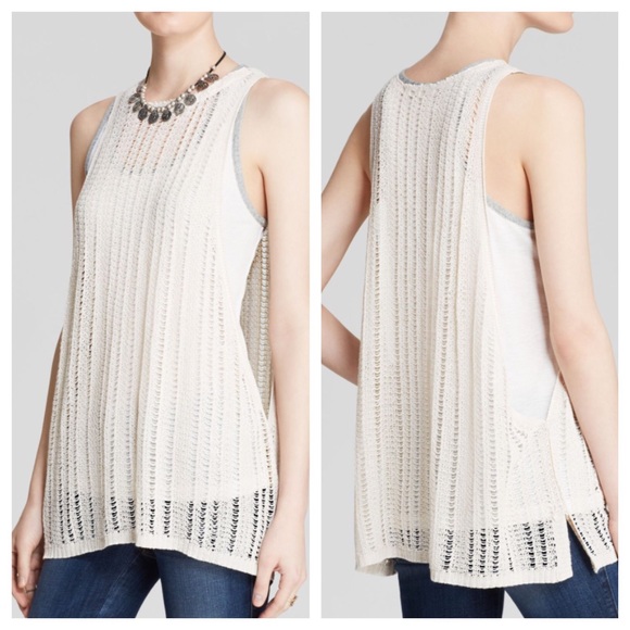 ⭐️Free People cream double take top blouse L