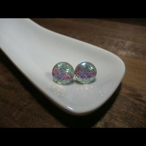12mm Iridescent Mermaid Scale Stud Earrings